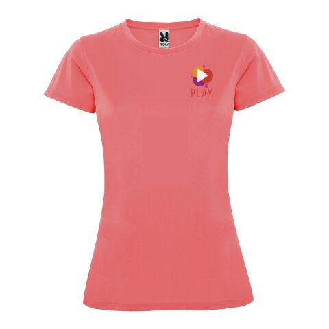 Werbeartikel Montecarlo Sport T-Shirt für Damen – fluor coral – M – mit Logo bedruckt