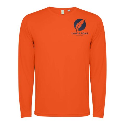 48h Express-Druck Werbeartikel Estoril Langarm-Shirt Unisex – fire orange – S – mit Logo bedruckt