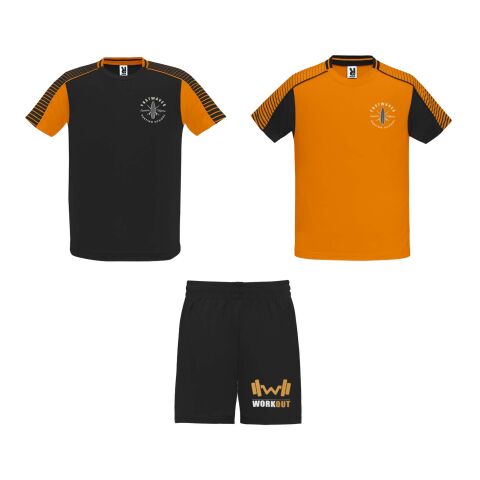 48h Express-Druck Werbeartikel Juve Sport-Set Unisex – orange-schwarz – 2XL – mit Logo bedruckt