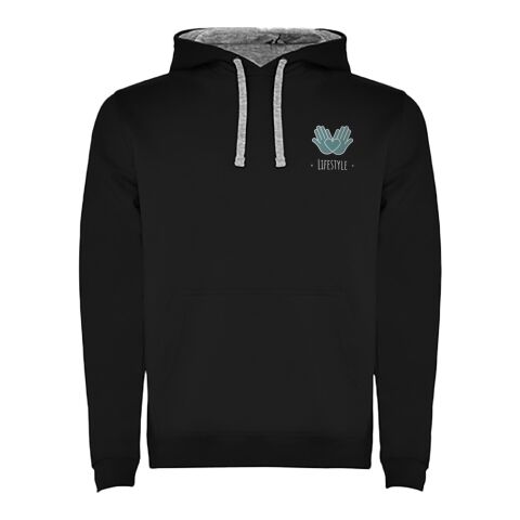 Werbeartikel Urban Kapuzenpullover für Herren – schwarz-marl grey – S – mit Logo bedruckt