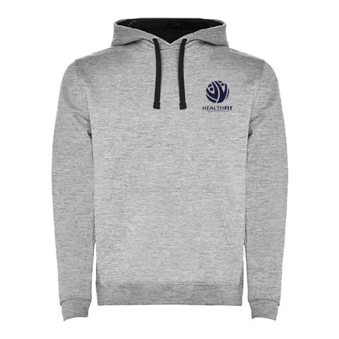 Werbeartikel Urban Kapuzenpullover für Herren – marl grey-schwarz – 2XL – mit Logo bedruckt