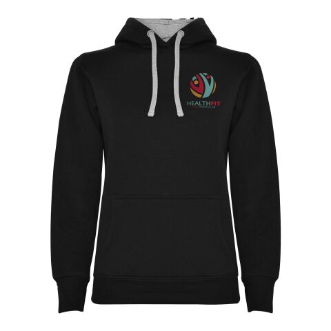 Werbeartikel Urban Kapuzenpullover für Damen – schwarz-marl grey – XL – mit Logo bedruckt