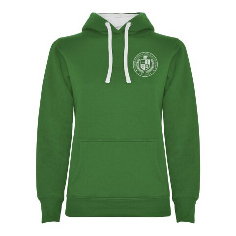 Werbeartikel Urban Kapuzenpullover für Damen – kelly green-weiß – M – mit Logo bedruckt