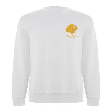 Werbeartikel Batian Sweatshirt mit Rundhalsausschnitt Unisex – absolutes weiß – M – mit Logo bedruckt