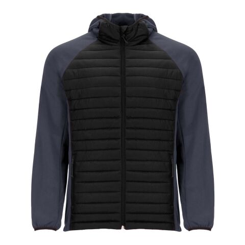 Werbeartikel Minsk Hybrid Thermojacke Unisex – schwarz-lead – S – mit Logo bedruckt