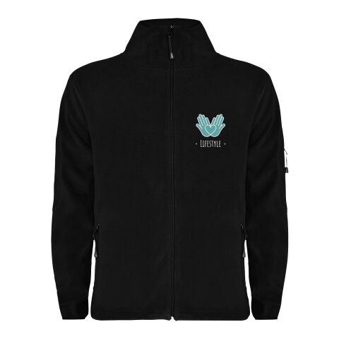 Werbeartikel Luciane Microfleecejacke für Herren – schwarz – S – mit Logo bedruckt