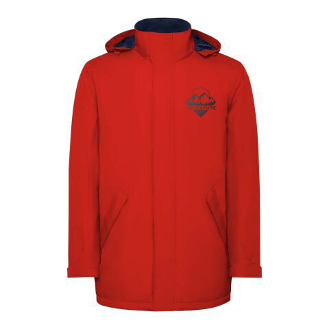 Werbeartikel America wattierter Parka für Herren – rot – XL – mit Logo bedruckt