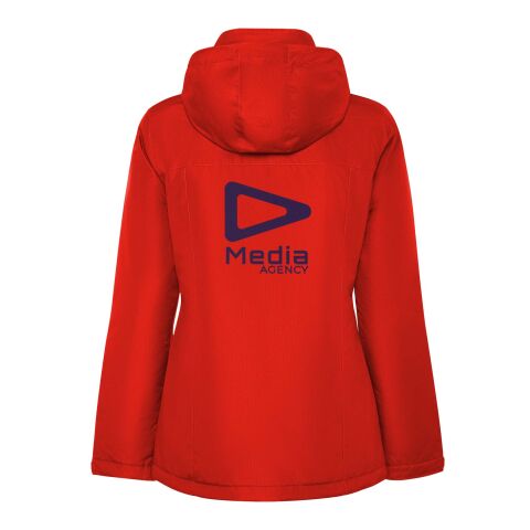 48h Express-Druck Werbeartikel America wattierter Parka für Damen – rot – S – mit Logo bedruckt
