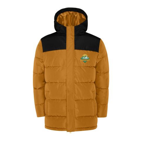 Werbeartikel Tallin Steppjacke Unisex – curry yellow-schwarz – L – mit Logo bedruckt