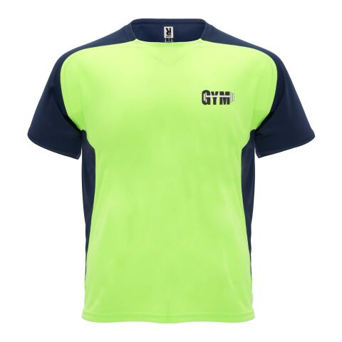 Teamkleidung Bugatti T-Shirt – fluor green-navy blue – mit Logo bedruckt 48h Express-Druck nachhaltig Gr. 2XL