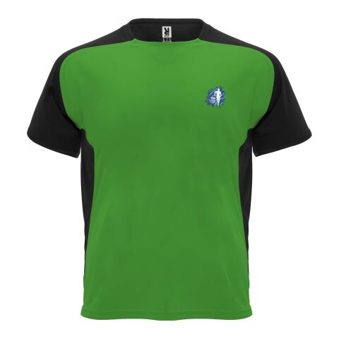 Werbeartikel Bugatti T-Shirt Unisex aus recyceltem Material – farngrün-schwarz – XL – mit Logo bedruckt