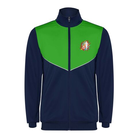 Werbeartikel Evans Trainingsanzug Unisex – Navy Blue-farngrün – L – mit Logo bedruckt