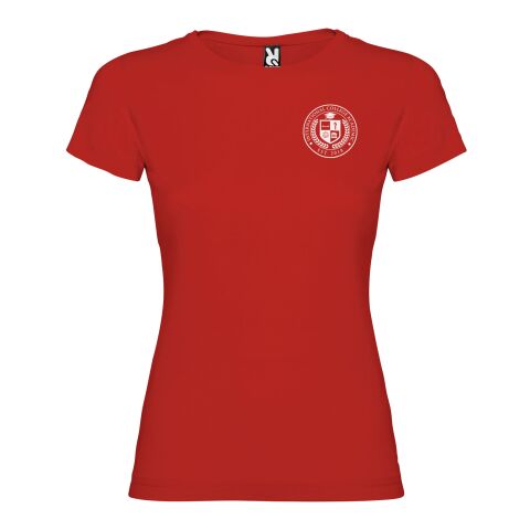 Werbeartikel Jamaika T-Shirt für Damen – rot – L – mit Logo bedruckt