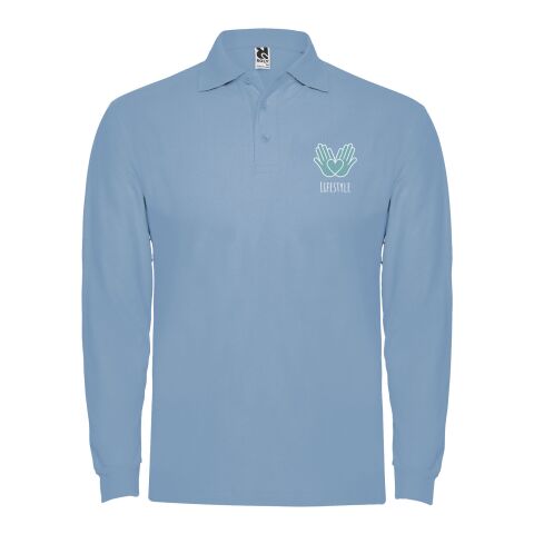 Werbeartikel Estrella Langarm Poloshirt für Herren – himmelblau – XL – mit Logo bedruckt