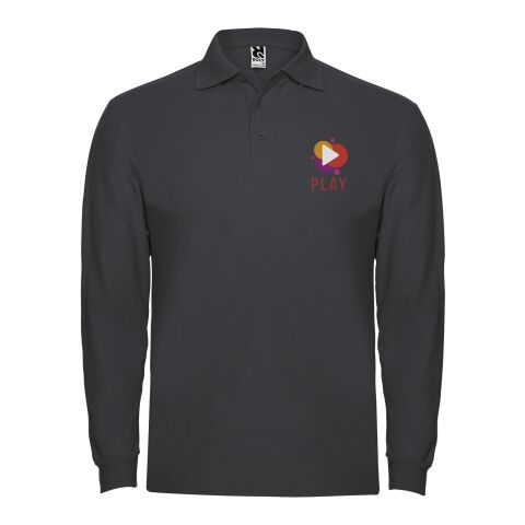 48h Express-Druck Werbeartikel Estrella Langarm Poloshirt für Herren – dark lead – L – mit Logo bedruckt
