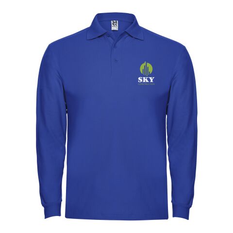 Werbeartikel Estrella Langarm Poloshirt für Herren – royalblau – 2XL – mit Logo bedruckt