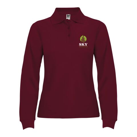 48h Express-Druck Werbeartikel Estrella Langarm Poloshirt für Damen – garnet – L – mit Logo bedruckt
