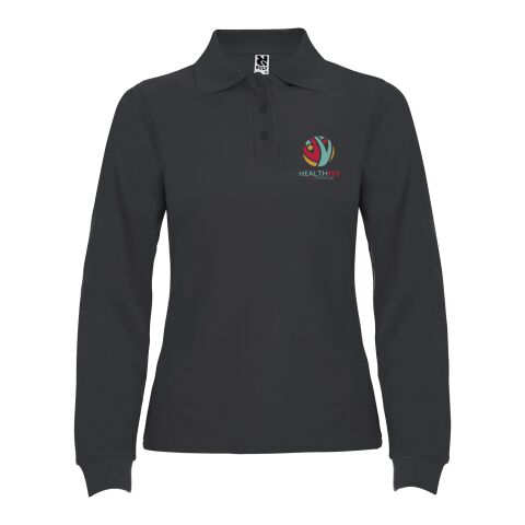 Werbeartikel Estrella Langarm Poloshirt für Damen – dark lead – S – mit Logo bedruckt