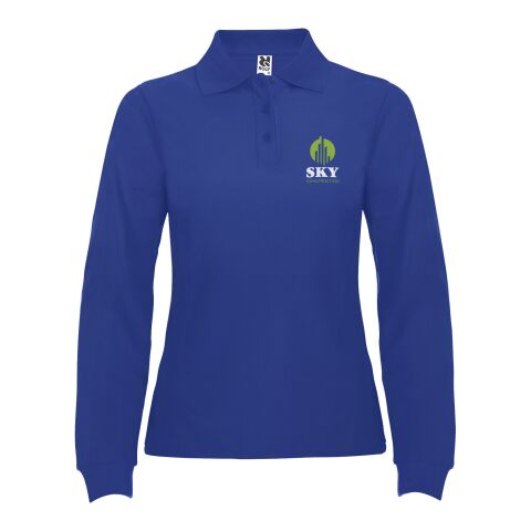Werbeartikel Estrella Langarm Poloshirt für Damen – royalblau – XL – mit Logo bedruckt