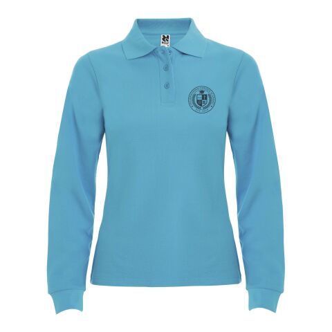 Werbeartikel Estrella Langarm Poloshirt für Damen – türkis – XL – mit Logo bedruckt