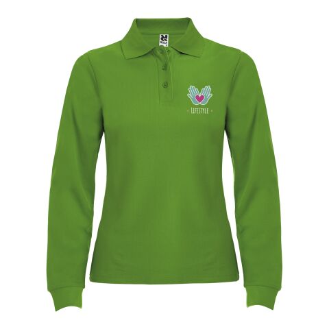 48h Express-Druck Werbeartikel Estrella Langarm Poloshirt für Damen – grass green – S – mit Logo bedruckt