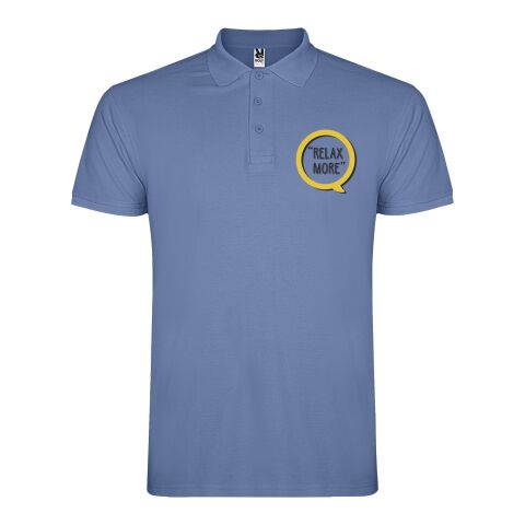 Werbeartikel Star Poloshirt für Herren – riviera blue – M – mit Logo bedruckt