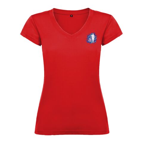 Werbeartikel Victoria T-Shirt mit V-Ausschnitt für Damen – rot – 2XL – mit Logo bedruckt