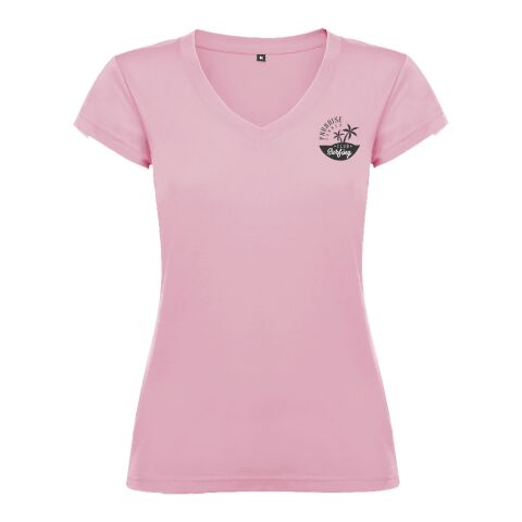 Werbeartikel Victoria T-Shirt mit V-Ausschnitt für Damen – hellrosa – 3XL – mit Logo bedruckt