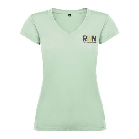 Werbeartikel Victoria T-Shirt mit V-Ausschnitt für Damen | Mist Green | mit Logo bedrucken