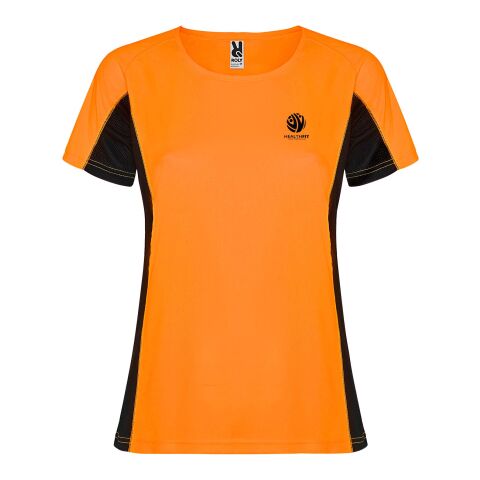 48h Express-Druck Werbeartikel Shanghai Sport T-Shirt für Damen – fluor orange-schwarz – 2XL – mit Logo bedruckt