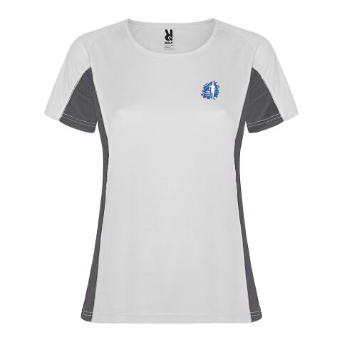 Werbeartikel Shanghai Sport T-Shirt für Damen – weiss-Dark Lead – S – mit Logo bedruckt