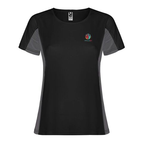 Werbeartikel Shanghai Sport T-Shirt für Damen – schwarz-dark lead – M – mit Logo bedruckt