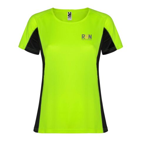 Werbeartikel Shanghai Sport T-Shirt für Damen – fluor green-schwarz – L – mit Logo bedruckt