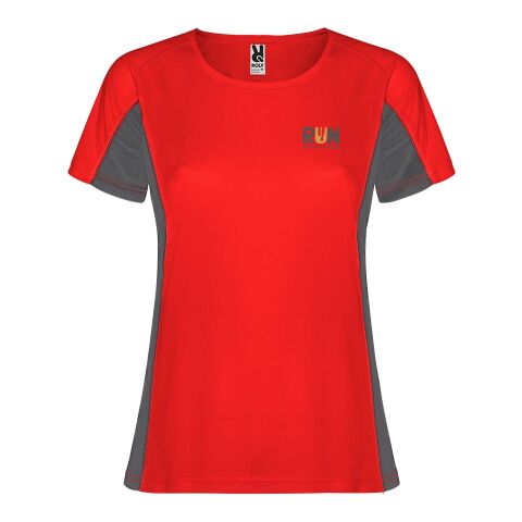 48h Express-Druck Werbeartikel Shanghai Sport T-Shirt für Damen – rot-dark lead – 2XL – mit Logo bedruckt