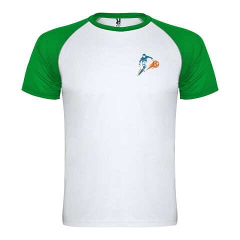 Werbeartikel Indianapolis T-Shirt – weiss-farngrün – mit Logo bedruckt 48h Express-Druck nachhaltig Gr. 2XL