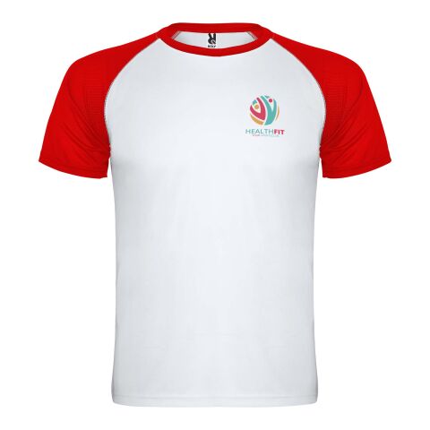 Werbeartikel Indianapolis T-Shirt Unisex aus recyceltem Material – weiß-rot – M – mit Logo bedruckt