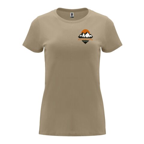 Werbeartikel Capri T-Shirt für Damen – sand meliert – 2XL – mit Logo bedruckt