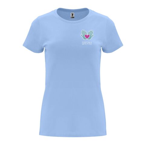 Werbeartikel Capri T-Shirt für Damen – himmelblau – M – mit Logo bedruckt