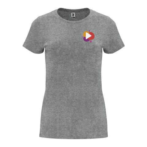 48h Express-Druck Werbeartikel Capri T-Shirt für Damen – marl grey – M – mit Logo bedruckt