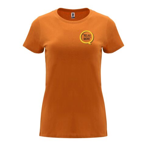 48h Express-Druck Werbeartikel Capri T-Shirt für Damen – orange – S – mit Logo bedruckt