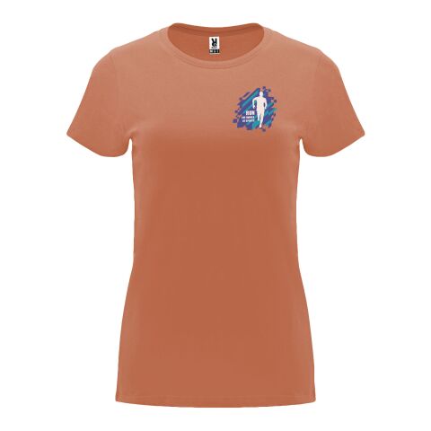 48h Express-Druck Werbeartikel Capri T-Shirt für Damen – greek orange – S – mit Logo bedruckt