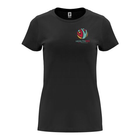 Werbeartikel Capri T-Shirt für Damen | schwarz | mit Logo bedrucken