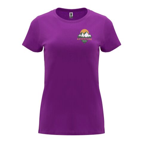 Werbeartikel Capri T-Shirt für Damen – lila – L – mit Logo bedruckt