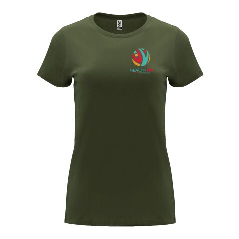48h Express-Druck Werbeartikel Capri T-Shirt für Damen – venture green – M – mit Logo bedruckt