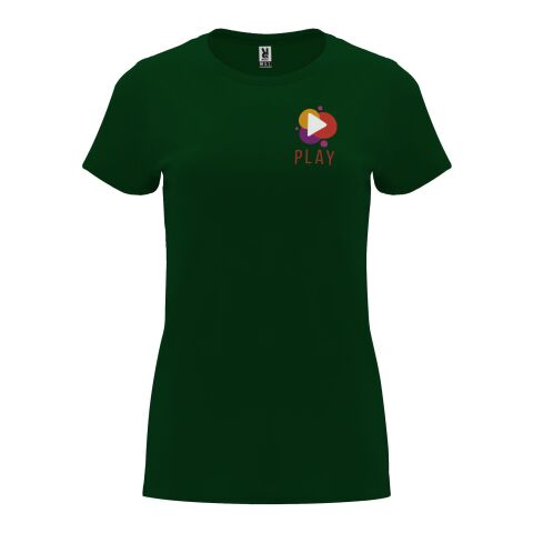 Werbeartikel Capri T-Shirt für Damen – dunkelgrün – S – mit Logo bedruckt