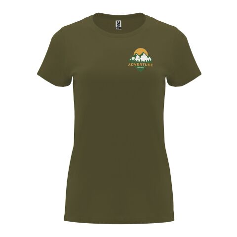 48h Express-Druck Werbeartikel Capri T-Shirt für Damen – militar green – L – mit Logo bedruckt