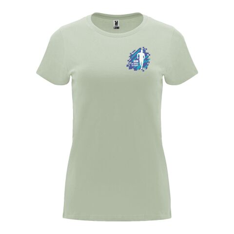 Werbeartikel Capri T-Shirt für Damen – mist green – L – mit Logo bedruckt