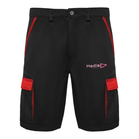 Werbeartikel Tahoe Arbeitsshorts, 250 g/m2 – schwarz-rot – 2XL – mit Logo bedruckt