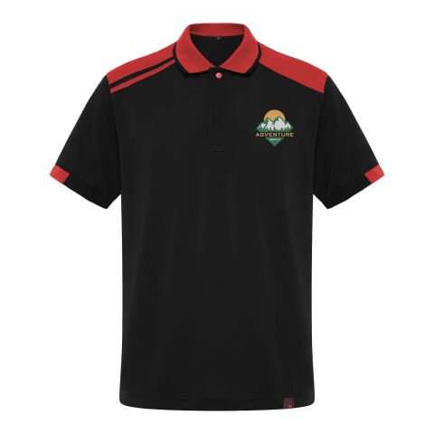 Werbeartikel Samurai Kurzärmeliges Poloshirt mit antibakterieller Wirkung, 160 g/m2, unisex – schwarz-rot – 2XL – mit Logo bedruckt