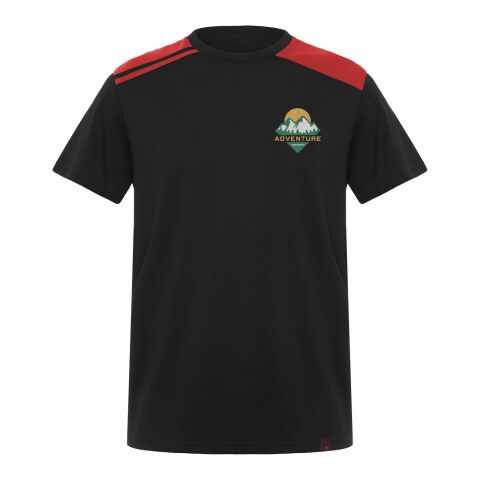 Werbeartikel Expedition Kurzärmeliges T-Shirt für Herren, 160 g/m2 – schwarz-rot – 2XL – mit Logo bedruckt